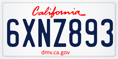 CA license plate 6XNZ893
