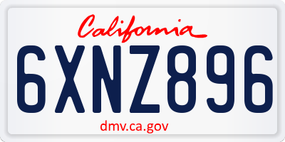 CA license plate 6XNZ896