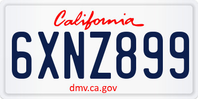 CA license plate 6XNZ899