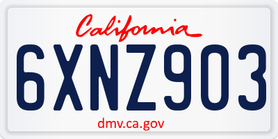 CA license plate 6XNZ903
