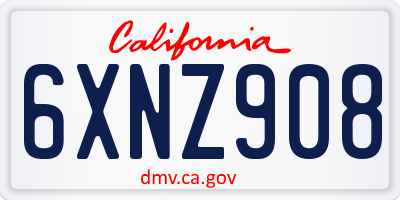 CA license plate 6XNZ908