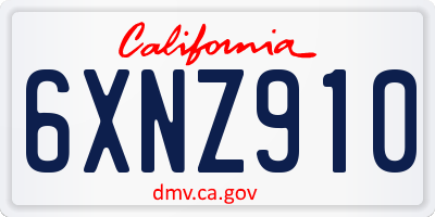 CA license plate 6XNZ910