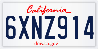 CA license plate 6XNZ914
