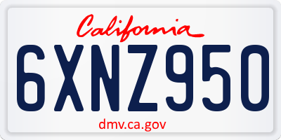 CA license plate 6XNZ950