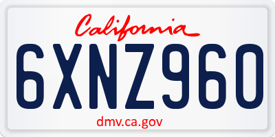CA license plate 6XNZ960
