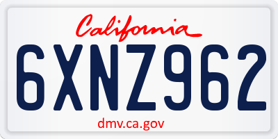 CA license plate 6XNZ962