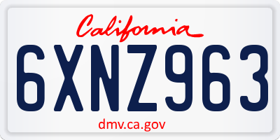 CA license plate 6XNZ963