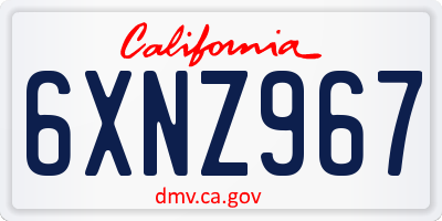 CA license plate 6XNZ967