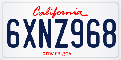 CA license plate 6XNZ968