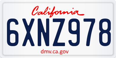 CA license plate 6XNZ978