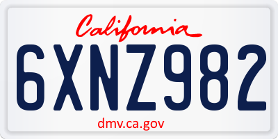 CA license plate 6XNZ982