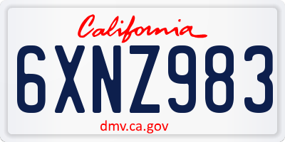 CA license plate 6XNZ983
