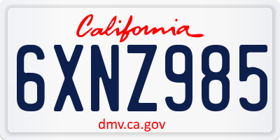 CA license plate 6XNZ985