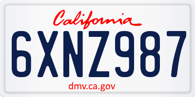 CA license plate 6XNZ987