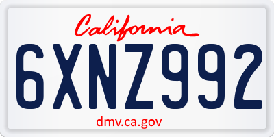 CA license plate 6XNZ992
