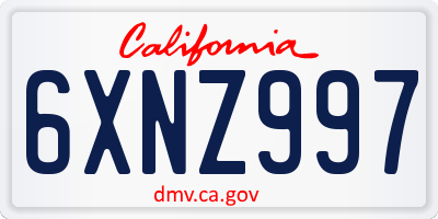 CA license plate 6XNZ997