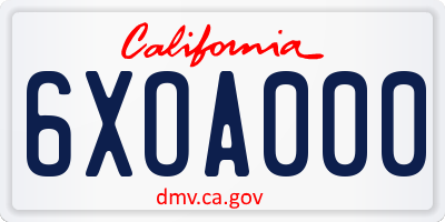 CA license plate 6XOA000