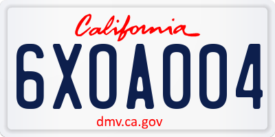 CA license plate 6XOA004