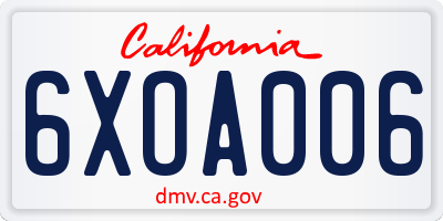 CA license plate 6XOA006