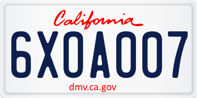 CA license plate 6XOA007