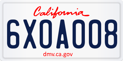 CA license plate 6XOA008