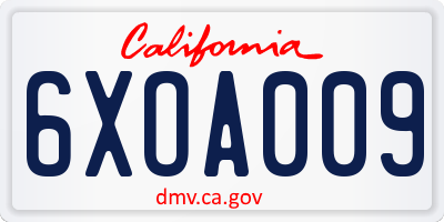 CA license plate 6XOA009