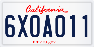 CA license plate 6XOA011