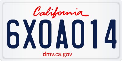 CA license plate 6XOA014