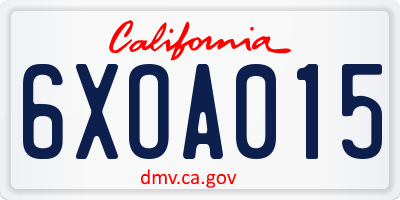 CA license plate 6XOA015
