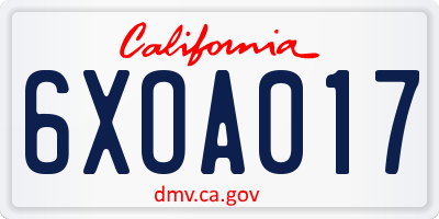 CA license plate 6XOA017