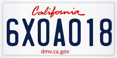 CA license plate 6XOA018
