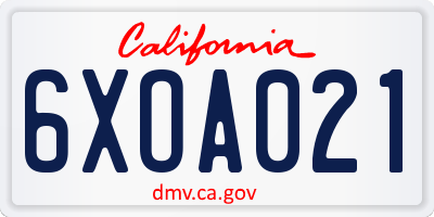 CA license plate 6XOA021