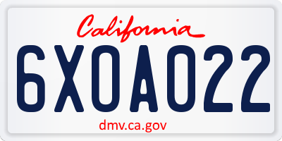 CA license plate 6XOA022