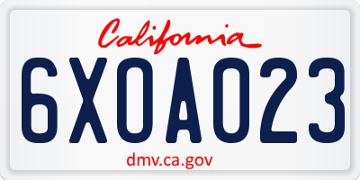 CA license plate 6XOA023