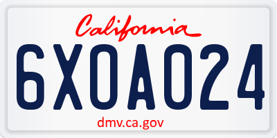 CA license plate 6XOA024