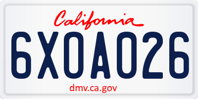 CA license plate 6XOA026
