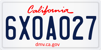 CA license plate 6XOA027