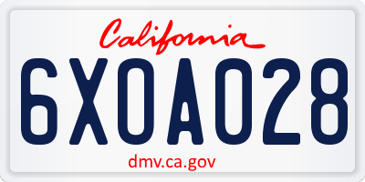 CA license plate 6XOA028