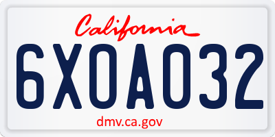 CA license plate 6XOA032