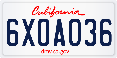 CA license plate 6XOA036