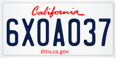 CA license plate 6XOA037