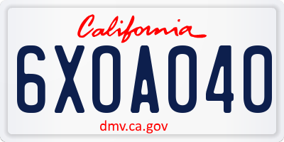CA license plate 6XOA040