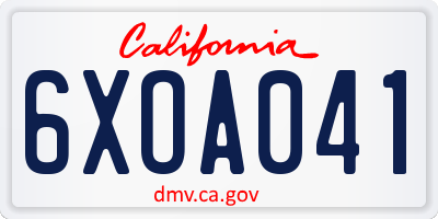 CA license plate 6XOA041