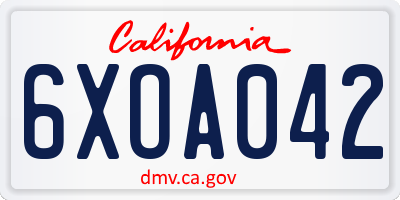 CA license plate 6XOA042