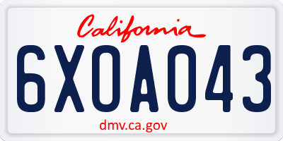 CA license plate 6XOA043