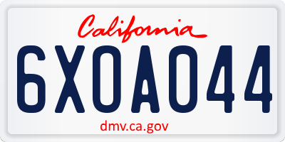 CA license plate 6XOA044