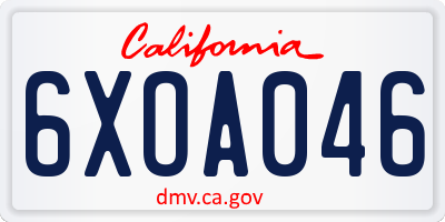 CA license plate 6XOA046