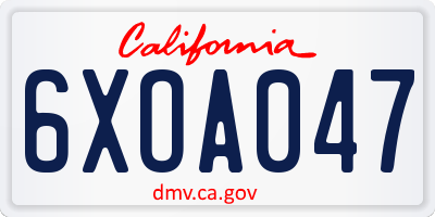 CA license plate 6XOA047