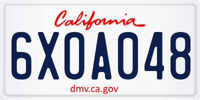 CA license plate 6XOA048