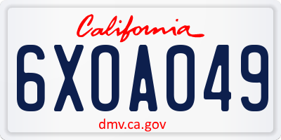 CA license plate 6XOA049